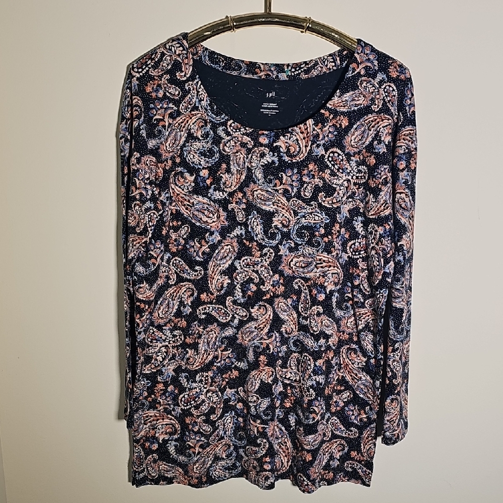 J.jill Paisley Print Long Sleeve Tunic Top. 100%‎ Cotton. Size Meduim.